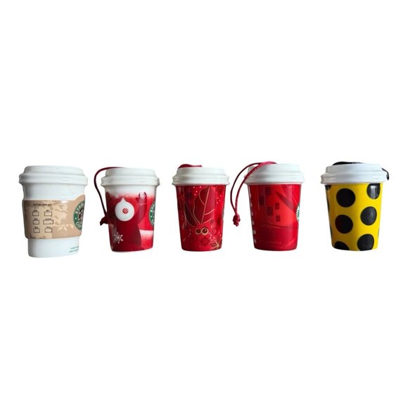 LOT of 5 Starbucks Christmas Coffee Cup Ornaments - Picture 2 of 8